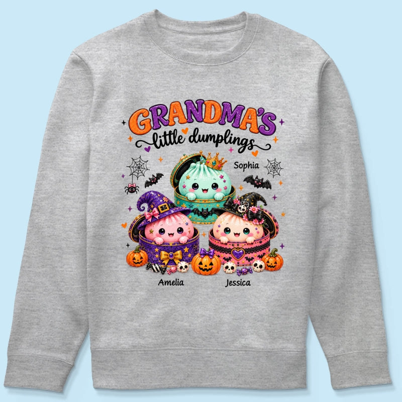 Grandma's Little Dumplings - Personalized Shirt - Trendy Fall Halloween Tee for Grandma