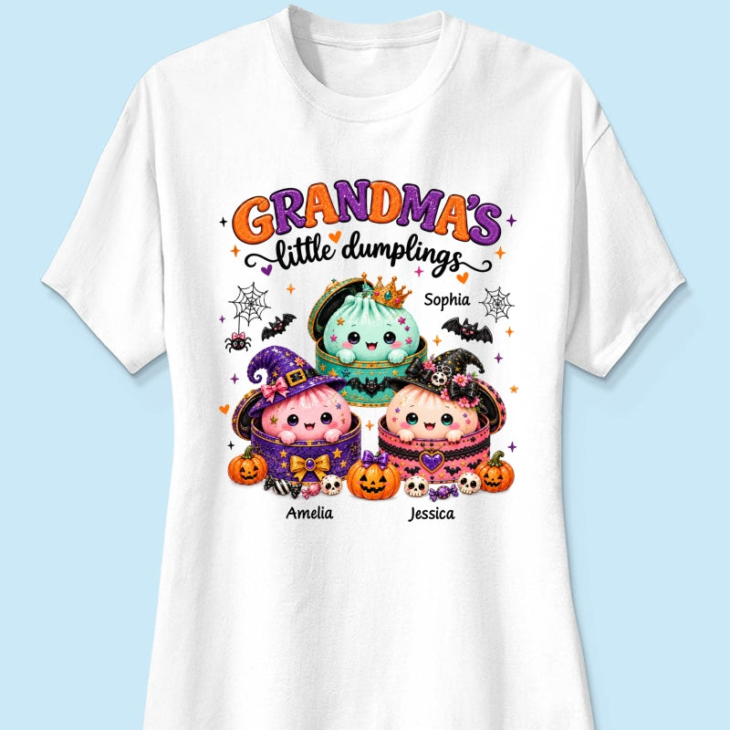 Grandma's Little Dumplings - Personalized Shirt - Trendy Fall Halloween Tee for Grandma