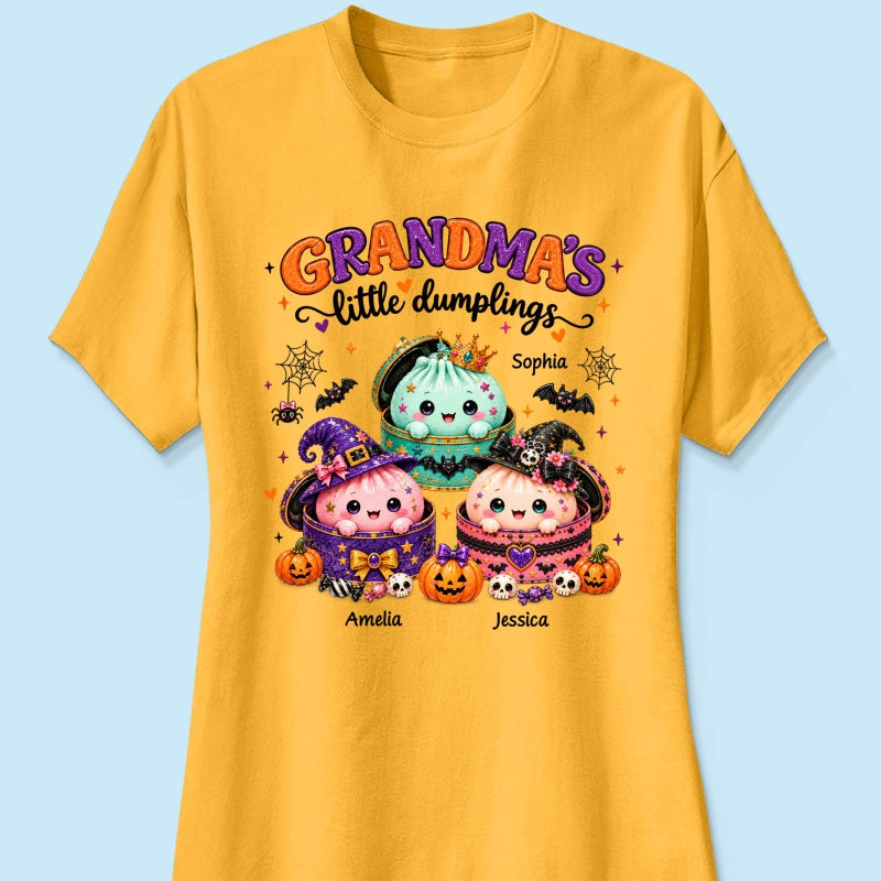 Grandma's Little Dumplings - Personalized Shirt - Trendy Fall Halloween Tee for Grandma