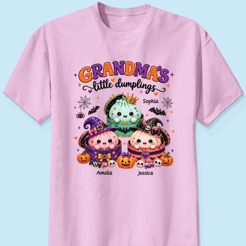 Grandma's Little Dumplings - Personalized Shirt - Trendy Fall Halloween Tee for Grandma
