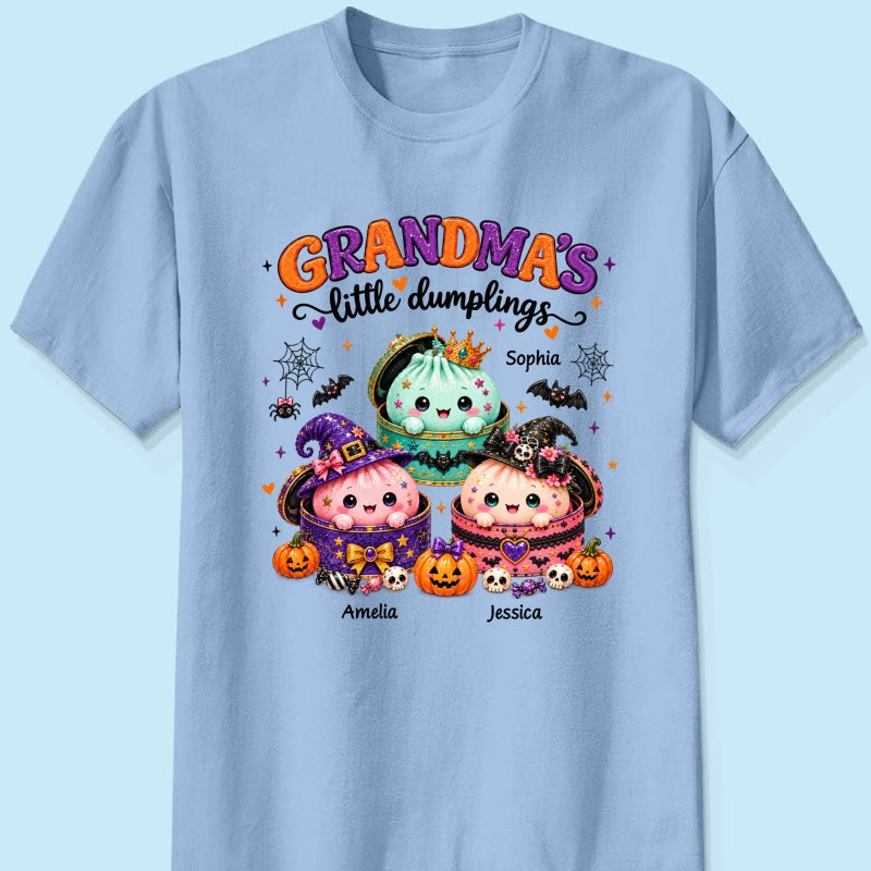Grandma's Little Dumplings - Personalized Shirt - Trendy Fall Halloween Tee for Grandma