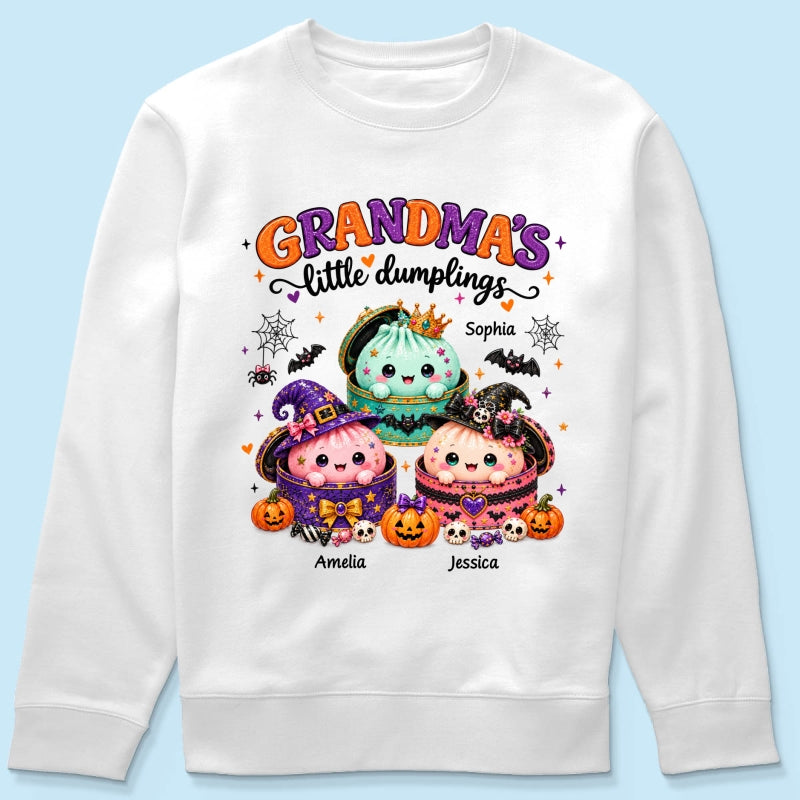 Grandma's Little Dumplings - Personalized Shirt - Trendy Fall Halloween Tee for Grandma