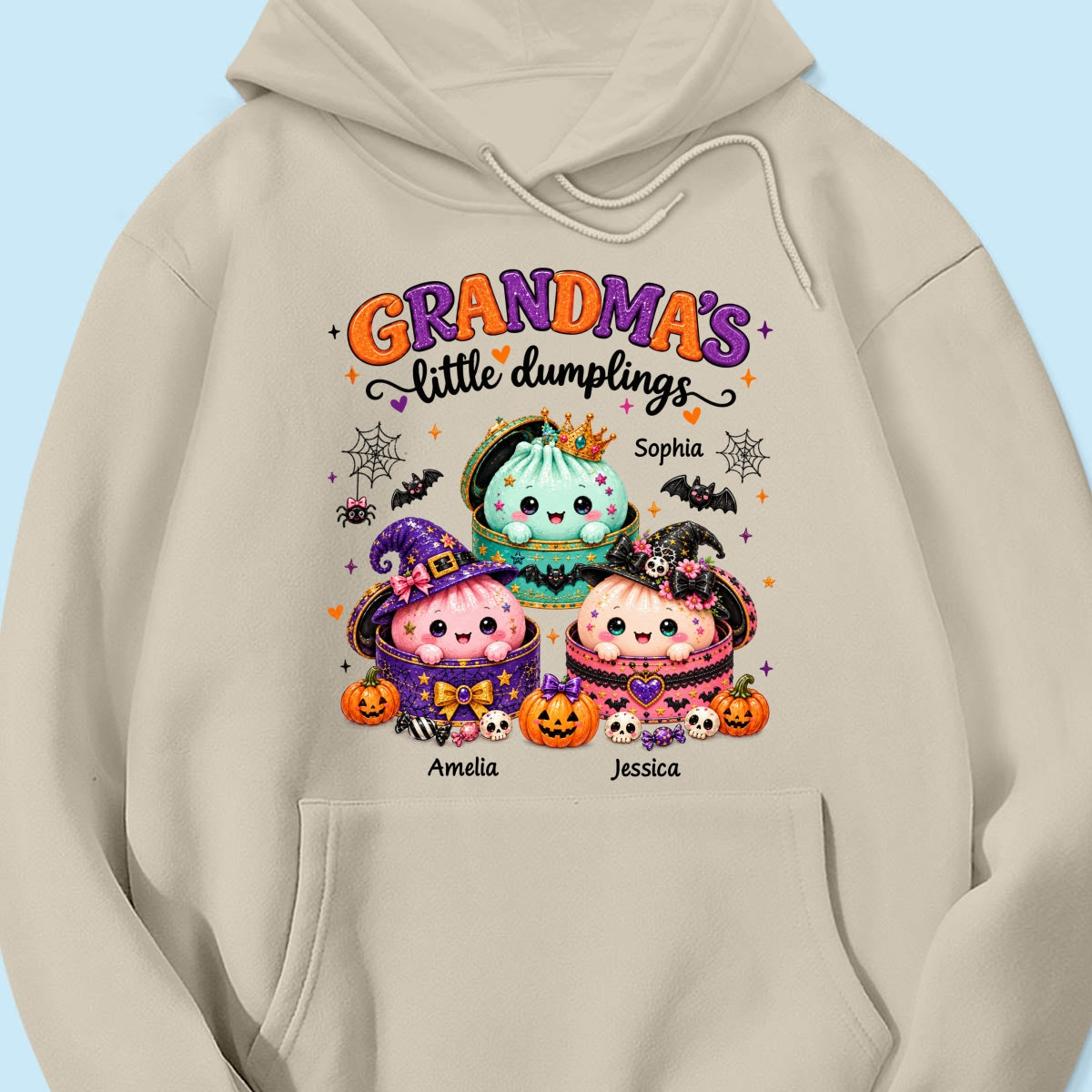 Grandma's Little Dumplings - Personalized Shirt - Trendy Fall Halloween Tee for Grandma