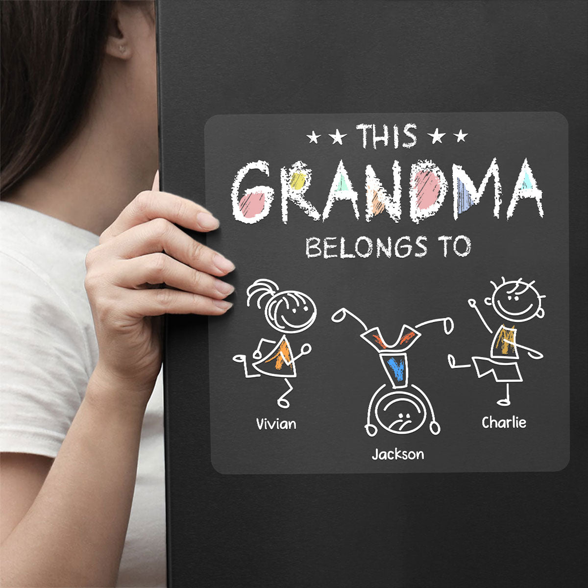 This Grandma Belongs To Crayon Kids Decor On Car Fridge Window Personalized Decal
