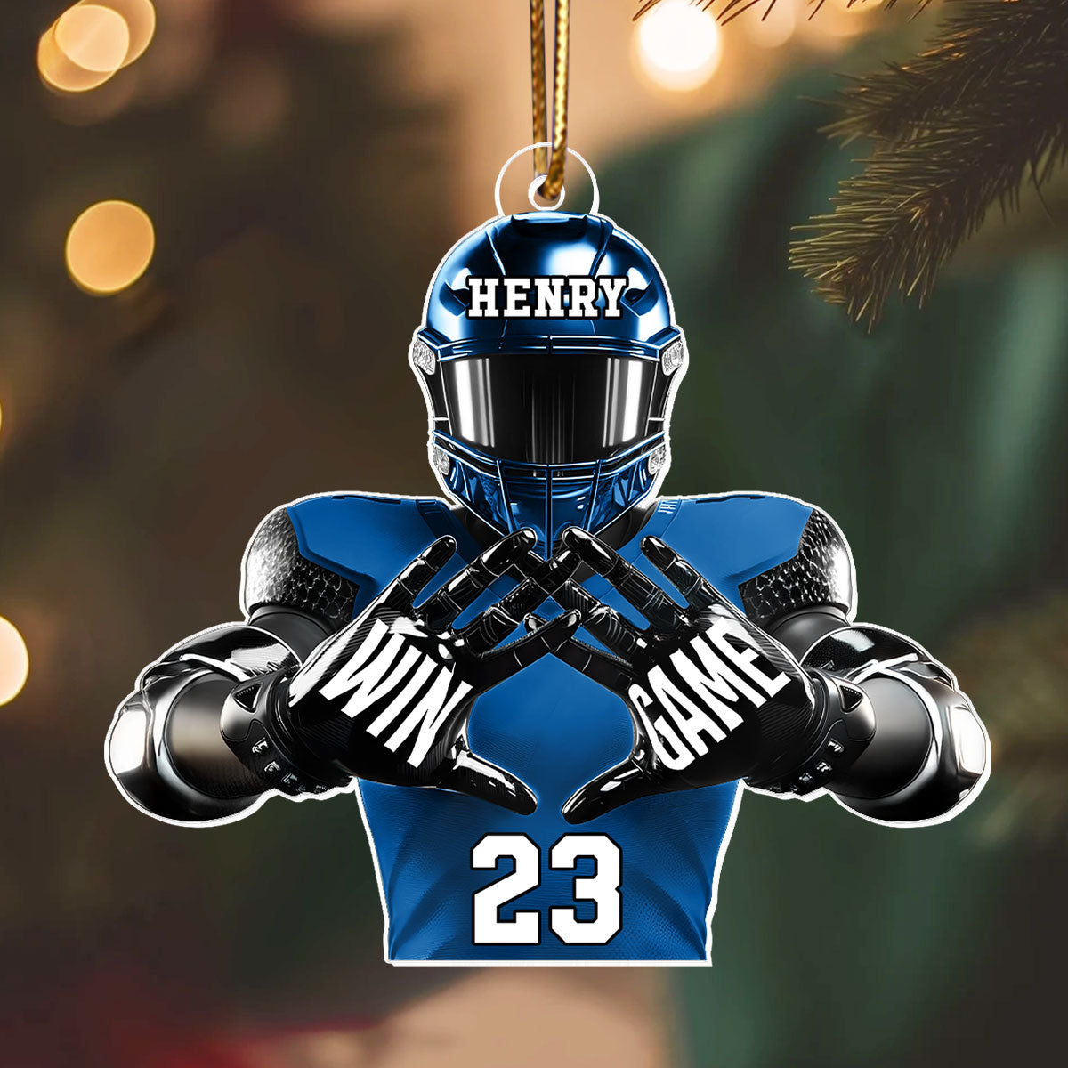 Football Player Football For Life Personalized Acrylic Ornament, 3D Effect Flat Ornament