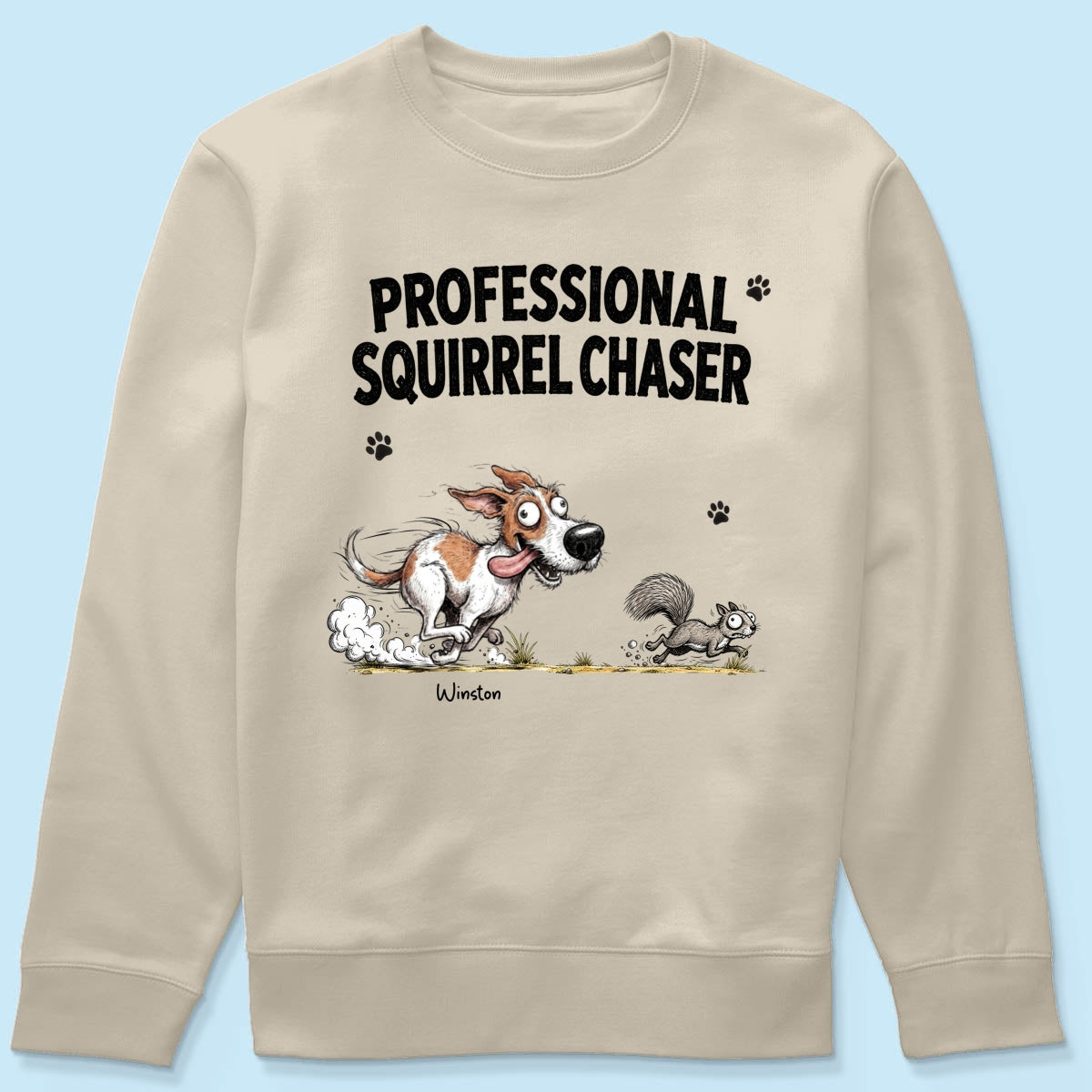 Professional Squirrel Chaser Quirky Dog Portrait From Your Dog Photo - Personalized Shirt - Funny Gift For Dog Lovers