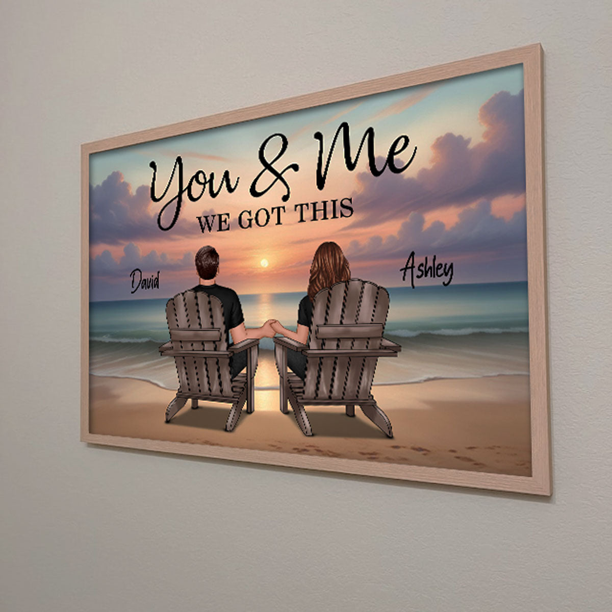Eternal Sunset Personalized Beach Landscape Couple Poster, Anniversary Gift, Birthday Gift, Wedding Gift For Couple, For Him, For Her