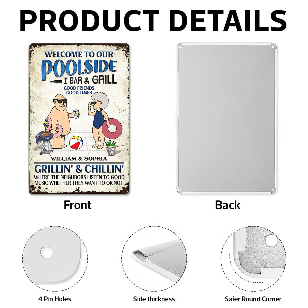 Welcome To Our Poolside Funny Old Couple Personalized Metal Sign