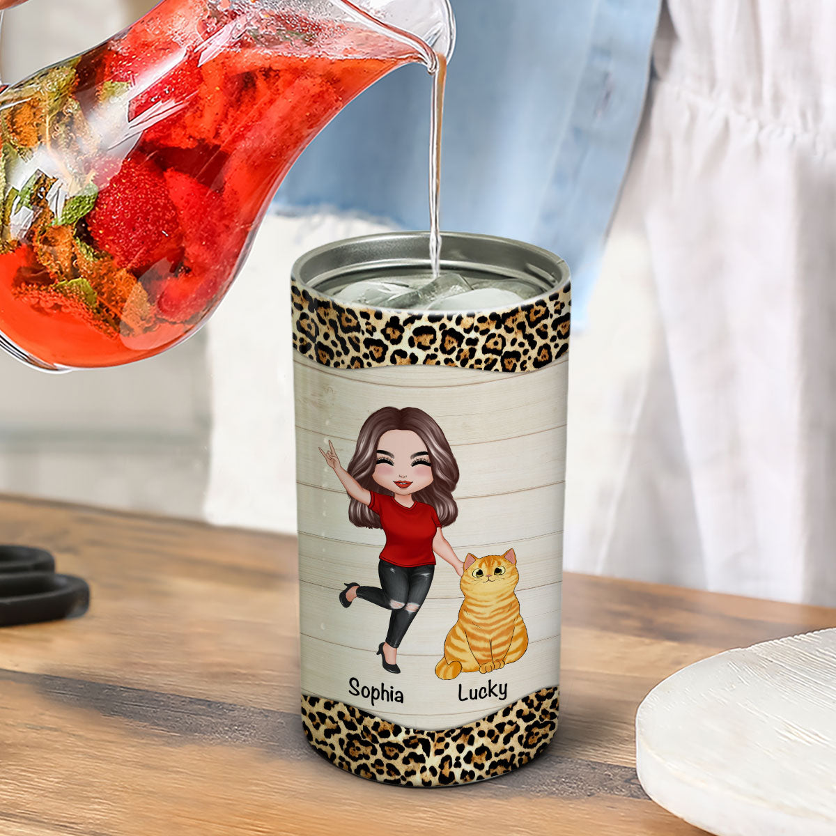 Rockin‘ Cat Mom Life Personalized Multi-Use Tumbler, 4 In 1 Can Cooler, Gift For Cat Mom