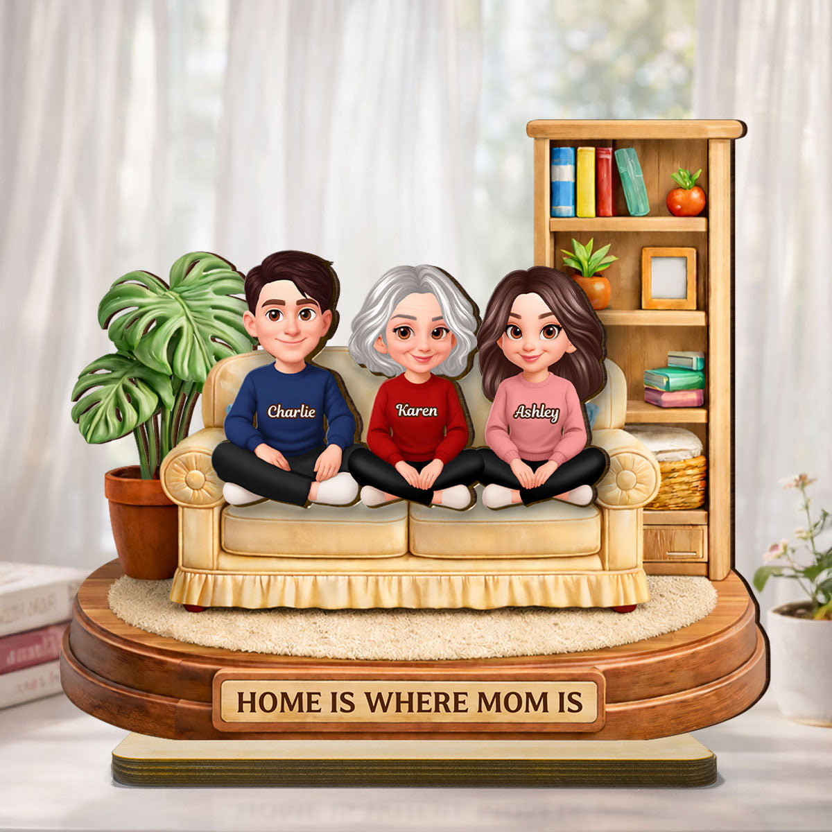 Home Is Where Mom Is - Personalized 2-Layered Wooden Plaque - Gift For Mom