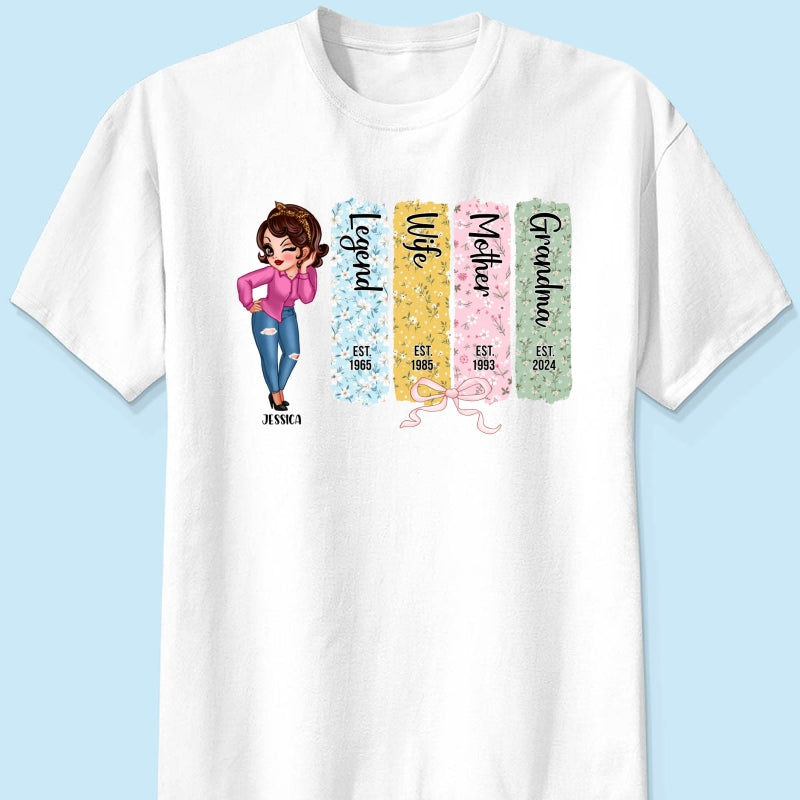 Floral Mom Grandma Est Bow Coquette Personalized Shirt, Gift