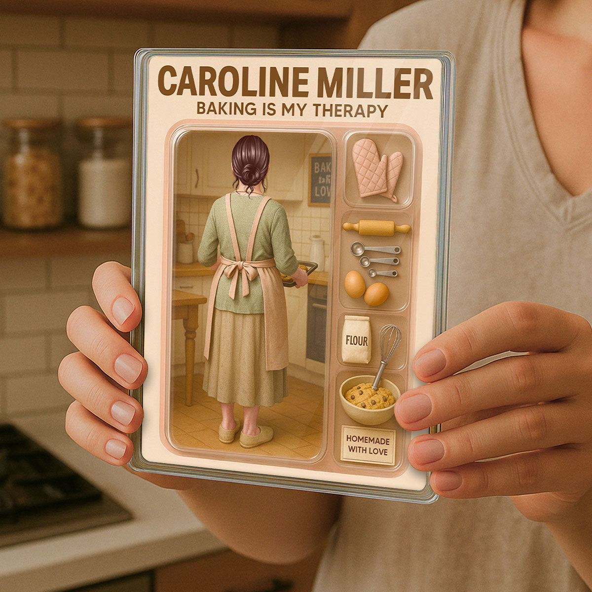 Baking Mom Grandma Realistic Figure Style Personalized Acrylic Block Plaque