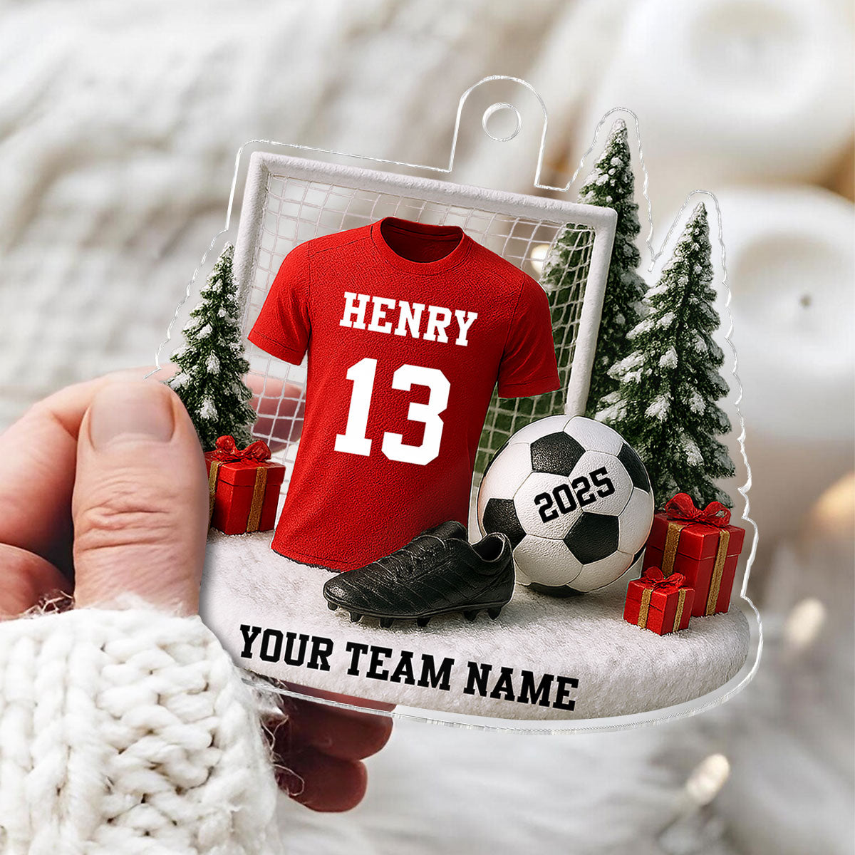 3D Effect Soccer Player Soccer Team Uniform - Personalized Acrylic Ornament - Gift For Soccer Lovers, Soccer Team