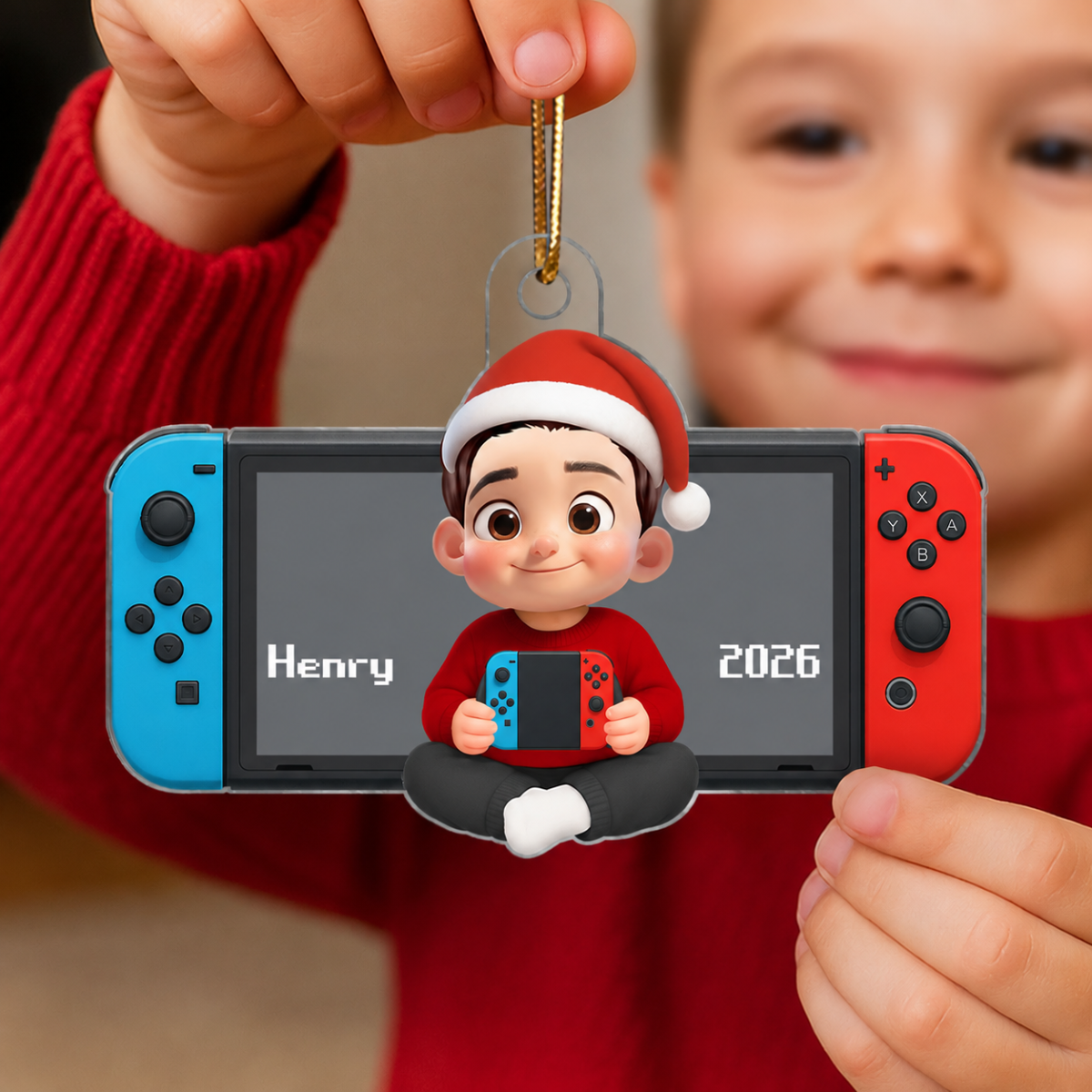 Personalized Gamer 3D Effect Ornament for Boys Girls, Christmas Gift for Kids