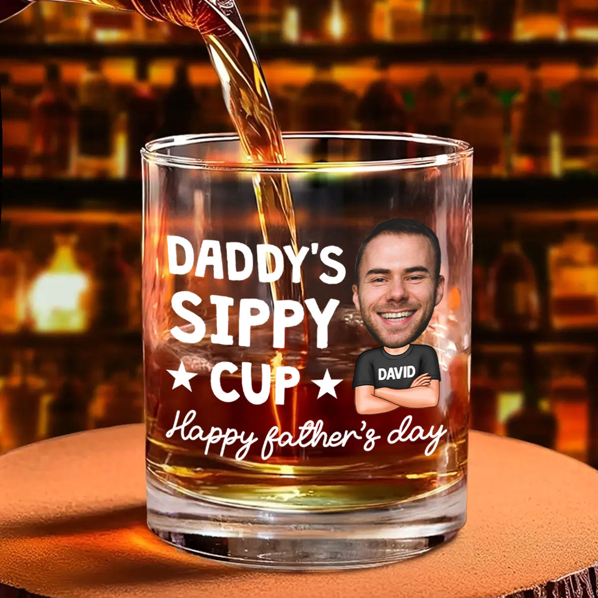 Daddy's Sippy Cup Happy Father's Day Personalized Whiskey Glass, Gift For Dad
