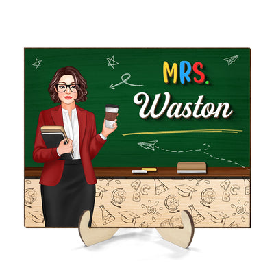 Teacher Sign Blackboard Gift For Teacher Personalized 2-layer Wooden Plaque