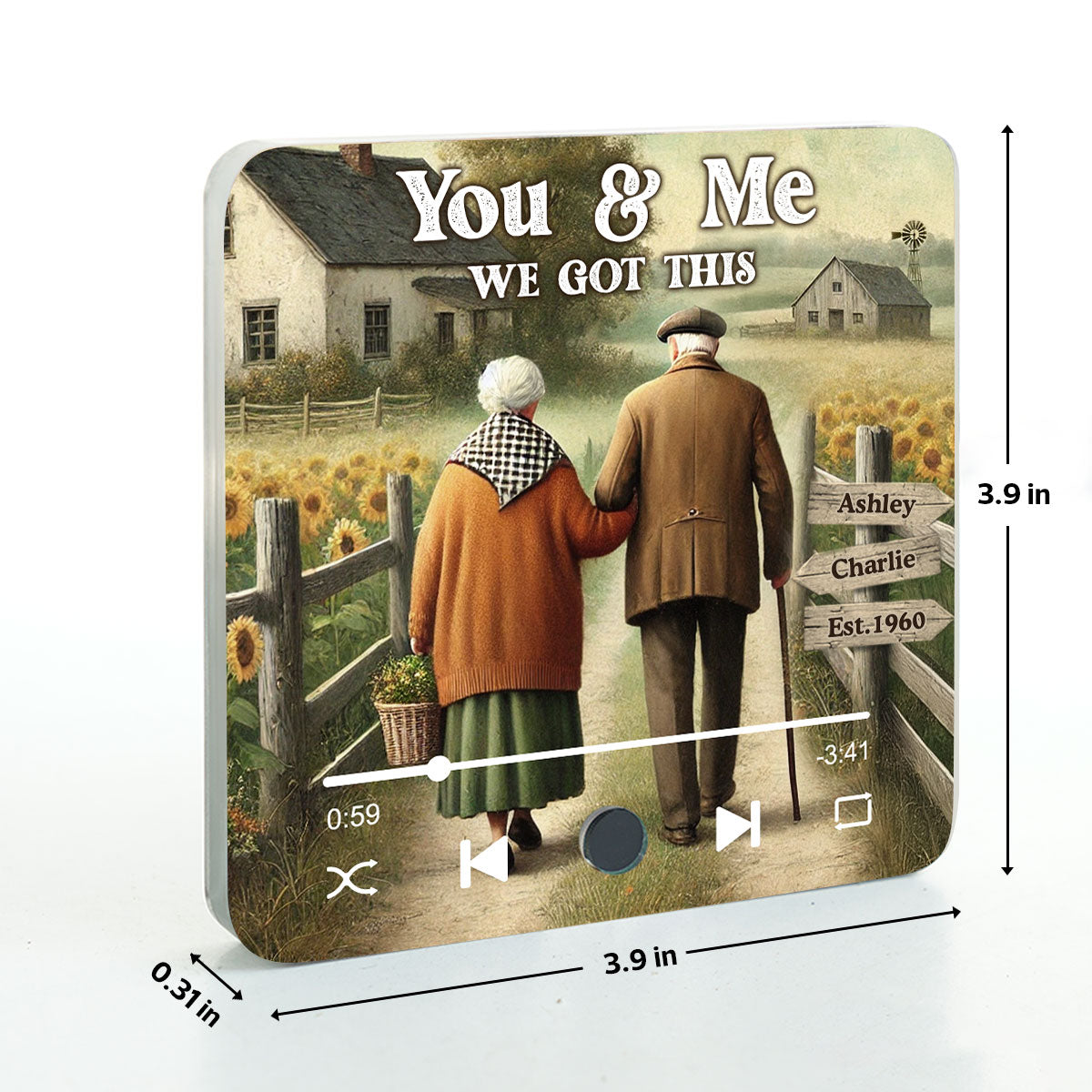 Eternal Love Couple Growing Old Together Personalized Bluetooth Music Fridge Magnet, Heartfelt 2025  Gift For Couple, For Him, For Her, Boyfriend, Girlfriend, Husband, Wife
