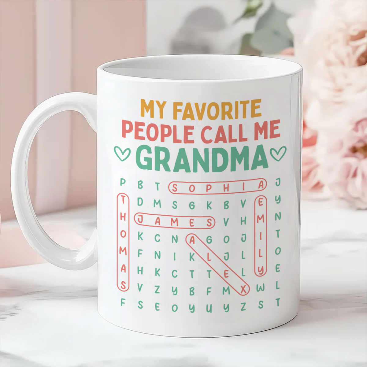 My Favorite People Call Me Grandma Word Search Puzzle - Personalized Mug - Heartfelt Mother's Day Gift for Grandma, Wife