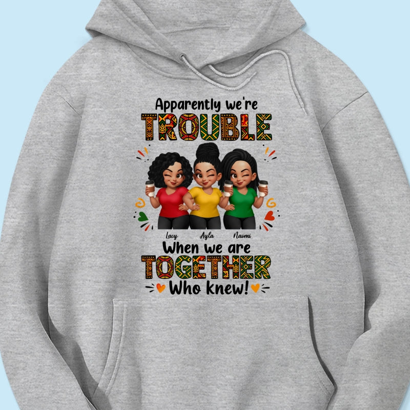 Tribal Pattern Besties Trouble Together - Personalized Shirt - Birthday Gift, Gift For Best Friends