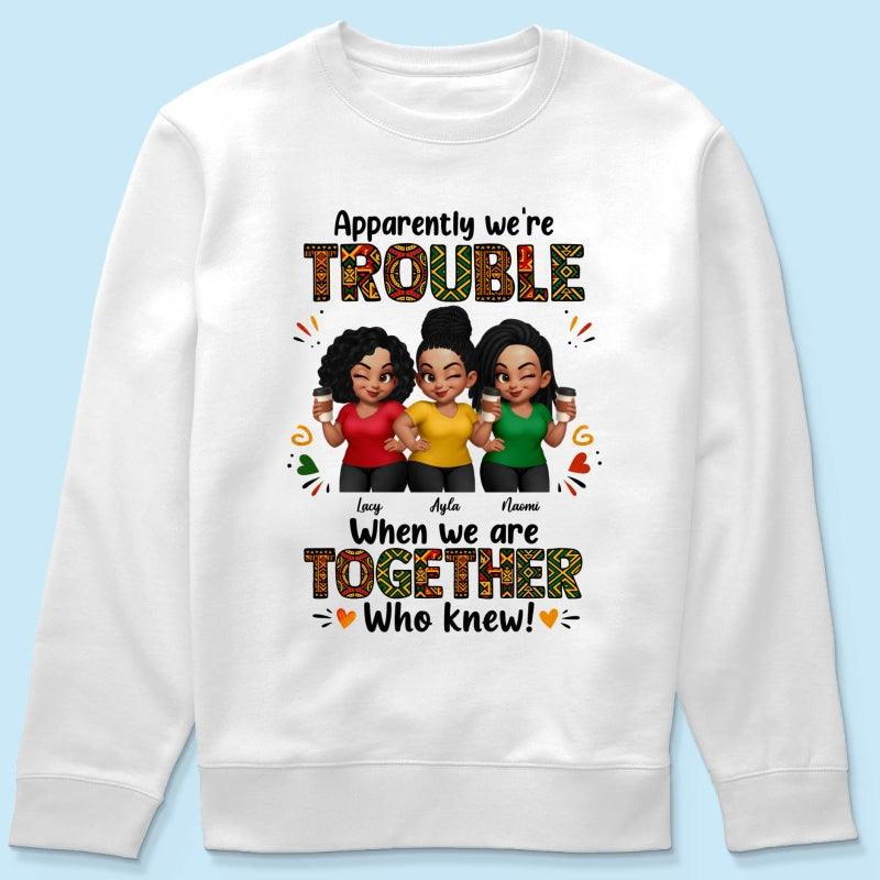 Tribal Pattern Besties Trouble Together - Personalized Shirt - Birthday Gift, Gift For Best Friends