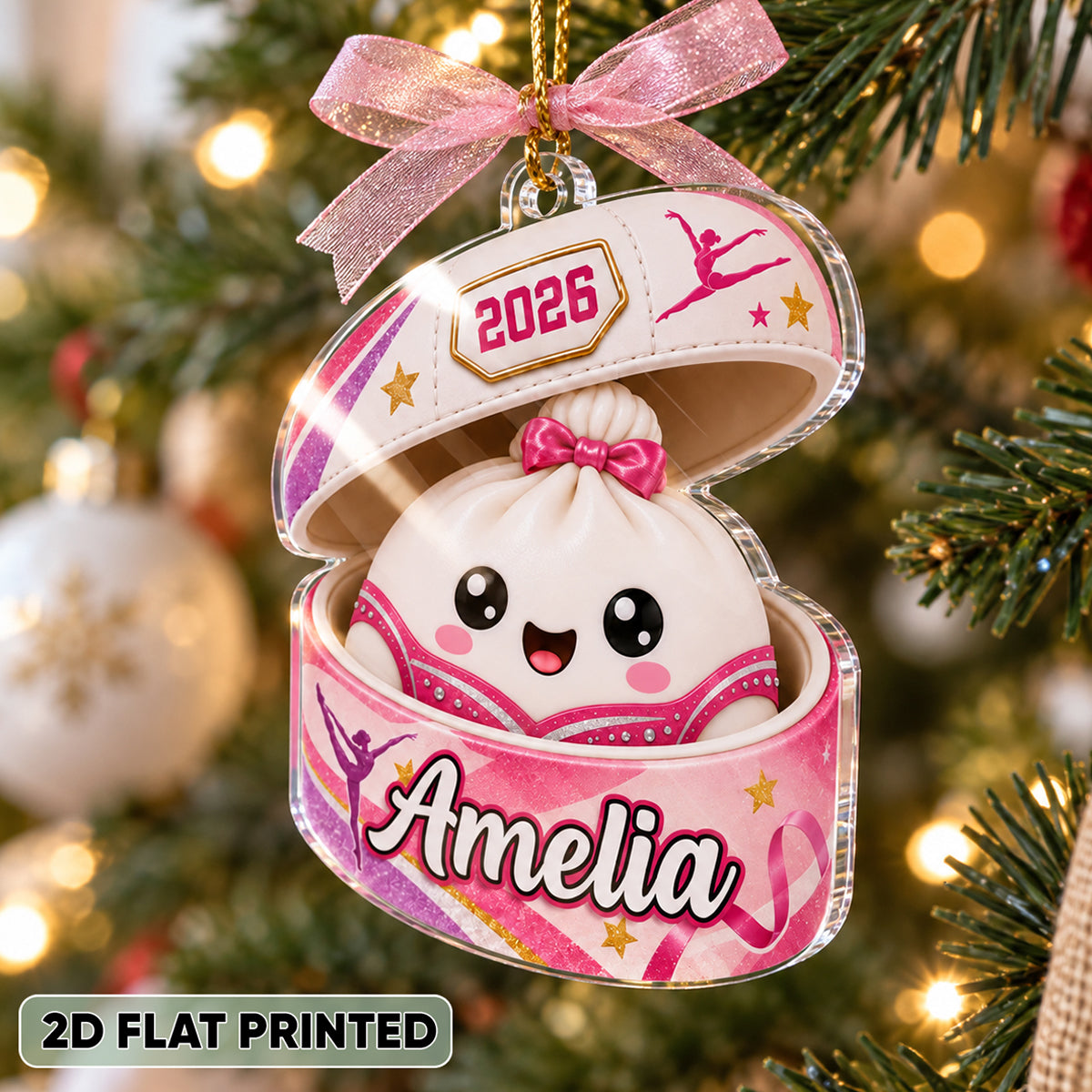 Custom Gymnastic Dumpling Squishy Style - Personalized Acrylic Ornament - Christmas Gift for Daughter, Granddaughter, Niece