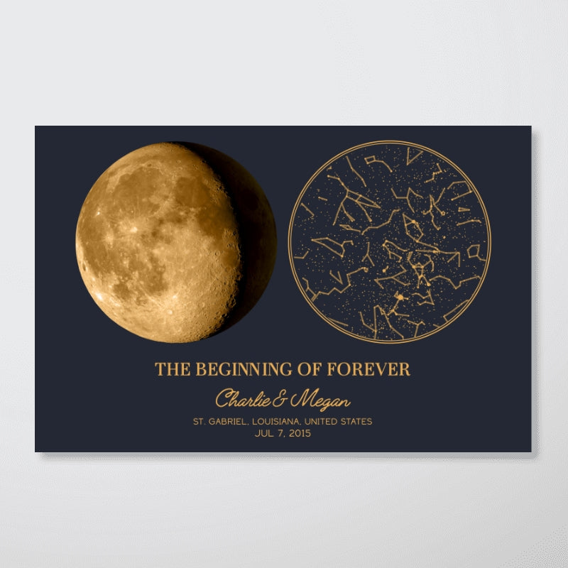 Custom Star Map And Moon Phase By Date & Location, The Night Sky Personalized Poster, Unique Heartfelt Gift for him & for her, The Night We Met Anniversary Gift