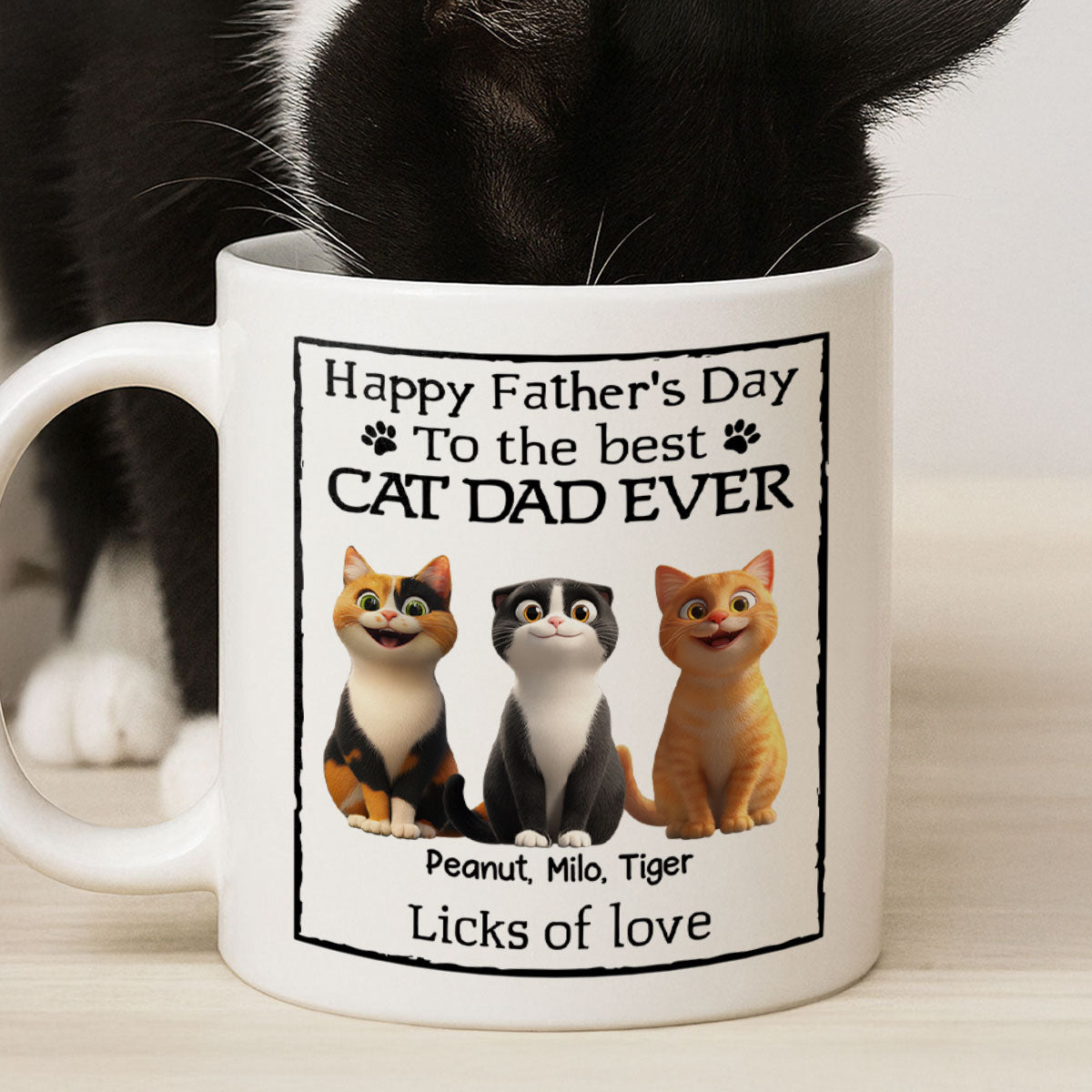 Happy Father's Day Best Cat Dad Cartoon Funny Style Cats Personalized Mug