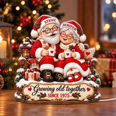 Santa Couple Growing Old Together - Personalized Light Box - Heartfelt & Thoughtful Christmas Gift for Her, for Him