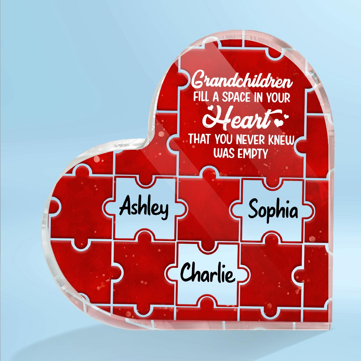 Grandchildren Fill A Space In Your Heart Grandma Mother‘s Day Gift Personalized Acrylic Heart Plaque