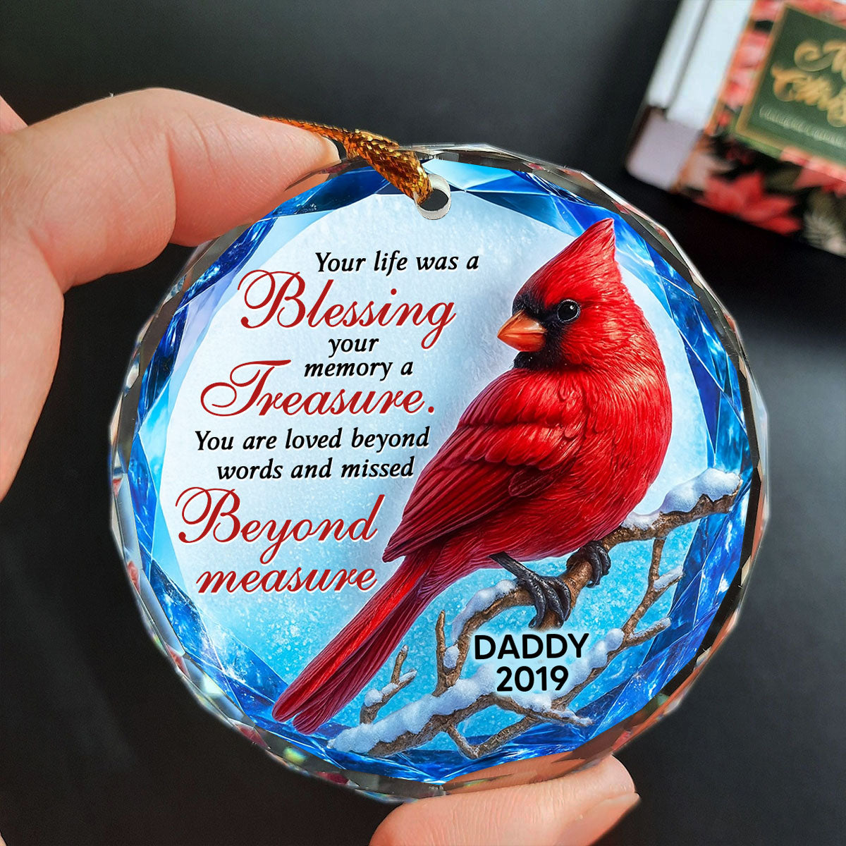 Your Life Was a Blessing 3D Effect - Personalized Glass Ornament - Heartwarming Christmas Keepsake for Loved Ones
