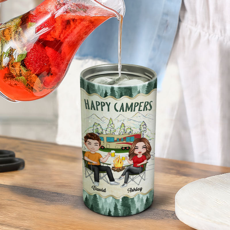 Happy Campers Doll Couple Personalized 4 In 1 Can Cooler