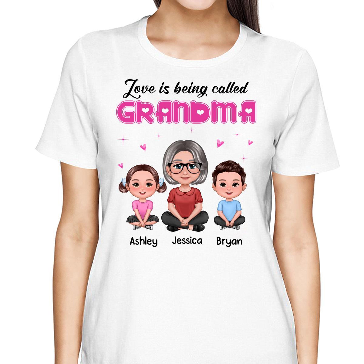 Pretty Doll Grandma Grandkids Love Is Being Called Pink Personalized Shirt