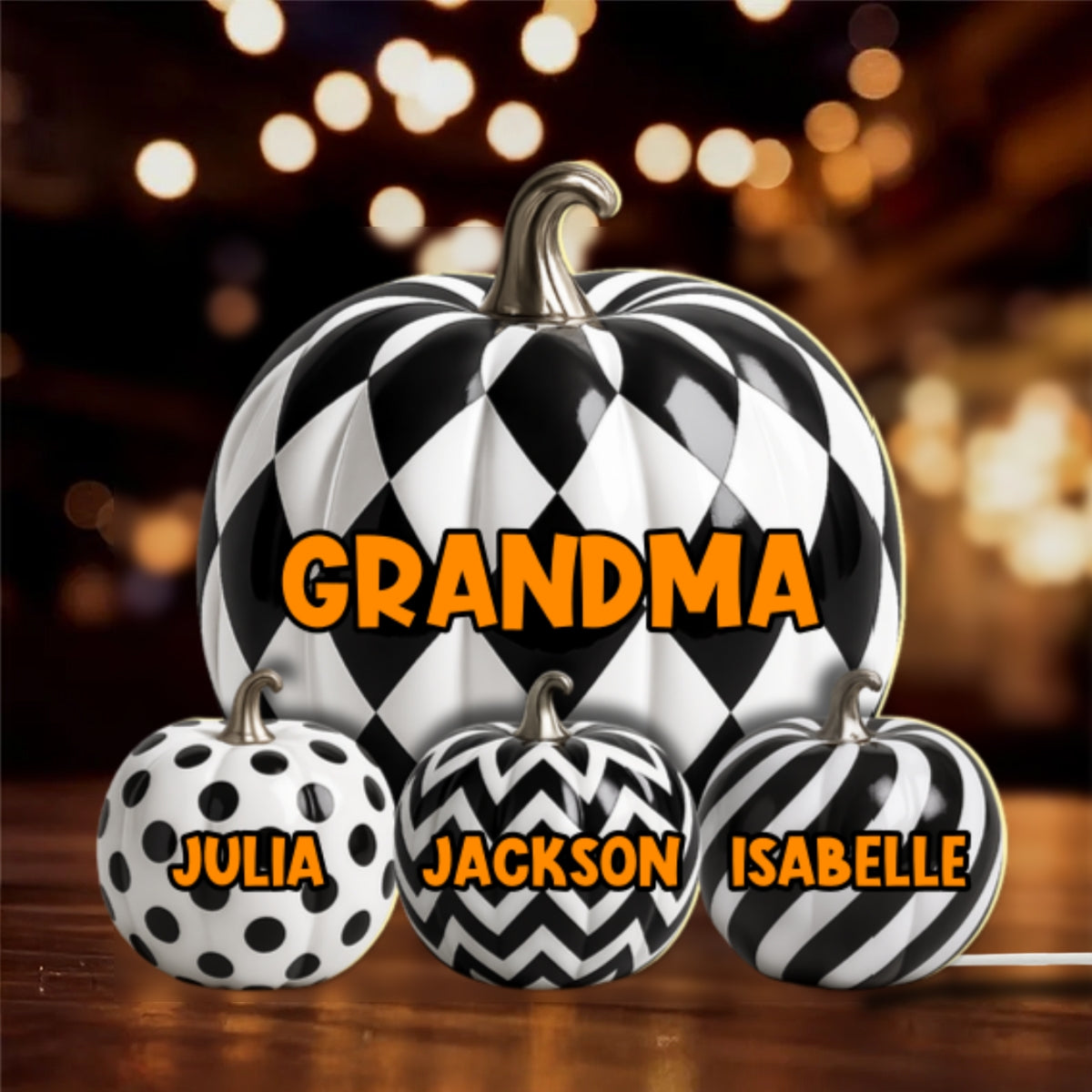 3D Effect Grandma Halloween Patterned Pumpkins Personalized LED Light Box