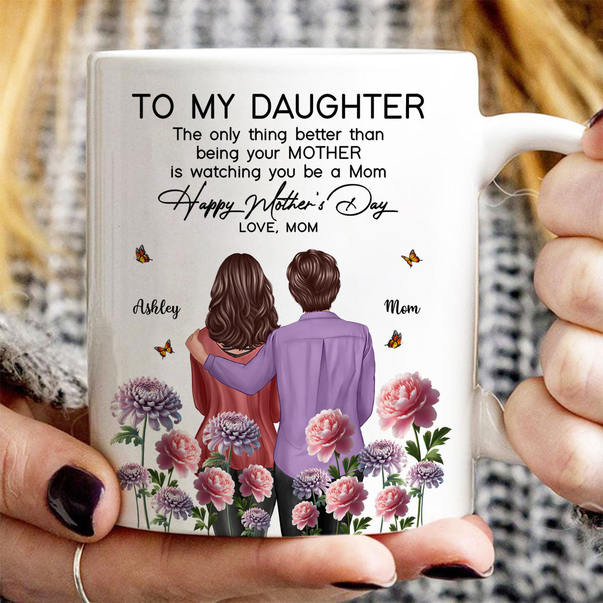 To My Daughter From Mom Happy Mother's Day Birth Flower Personalized Mug, Gift For Daughter