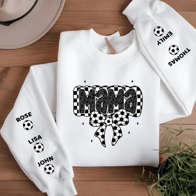 Retro Soccer Coquette Mama Personalized Sweatshirt, Perfect 2025 Gift For Soccer Lover, For Soccer Mom, For Soccer Wife
