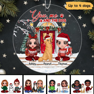 You Me And The Dogs Christmas Front Porch Personalized Acrylic Ornament