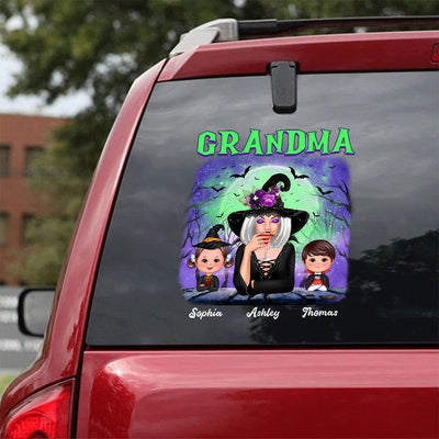 Green And Purple Halloween Grandma Witch Personalized Decal, Halloween Decor