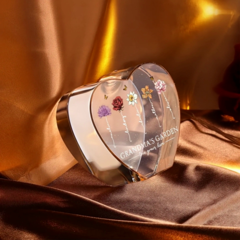 Grandma's Garden Personalized Premium Crystal Heart LED, A Timeless Treasure for Grandma, Free Shipping Included