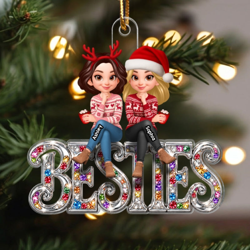 Sparkling BESTIES - Personalized Acrylic Ornament - Best Friend Christmas Keepsake Gift