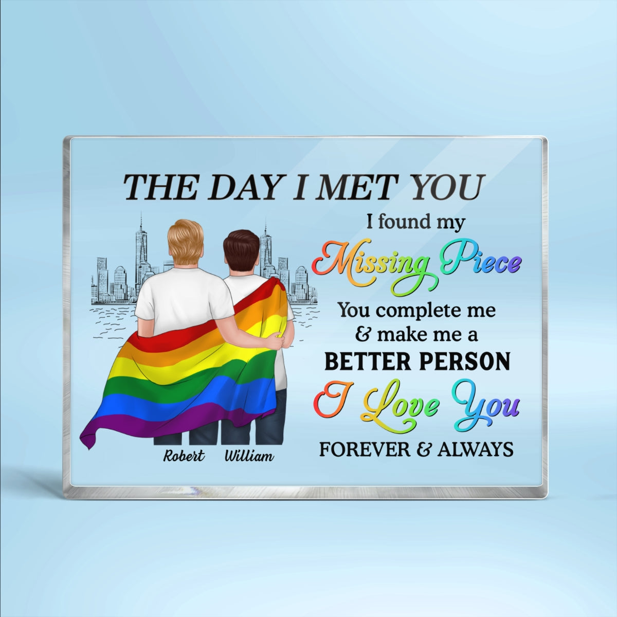 Pride Month LGBT Couple The Day I Met You Personalized Rectangle Acrylic Block Plaque, Gift For Couple