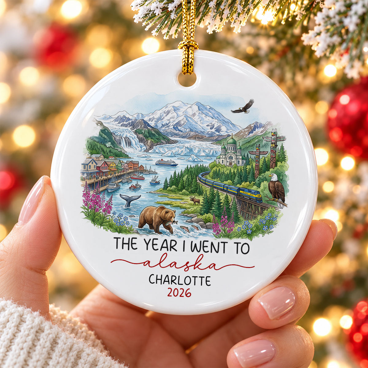 The Year We Went To - Personalized Ceramic Ornament - Travel Keepsake, Christmas Gift for Couples, Family, Friends & Travel Lovers.