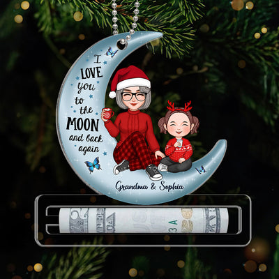 Love You To The Moon And Back Christmas Personalized Money Holder Ornament