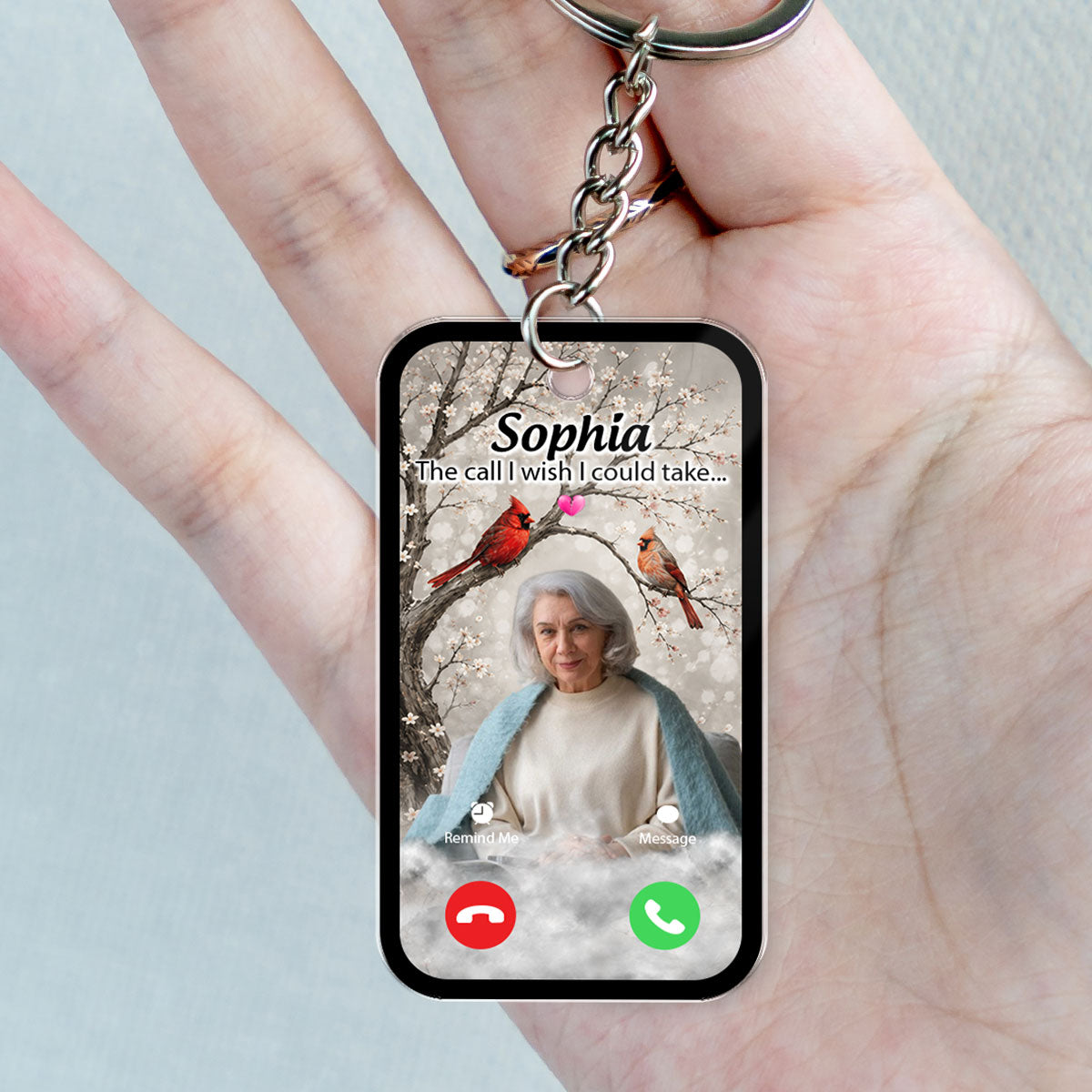 Cardinals The Call I Wish I Could Take - Personalized Acrylic Keychain - Memorial Sympathy Gift Remembrance Keepsake Photo Inserted