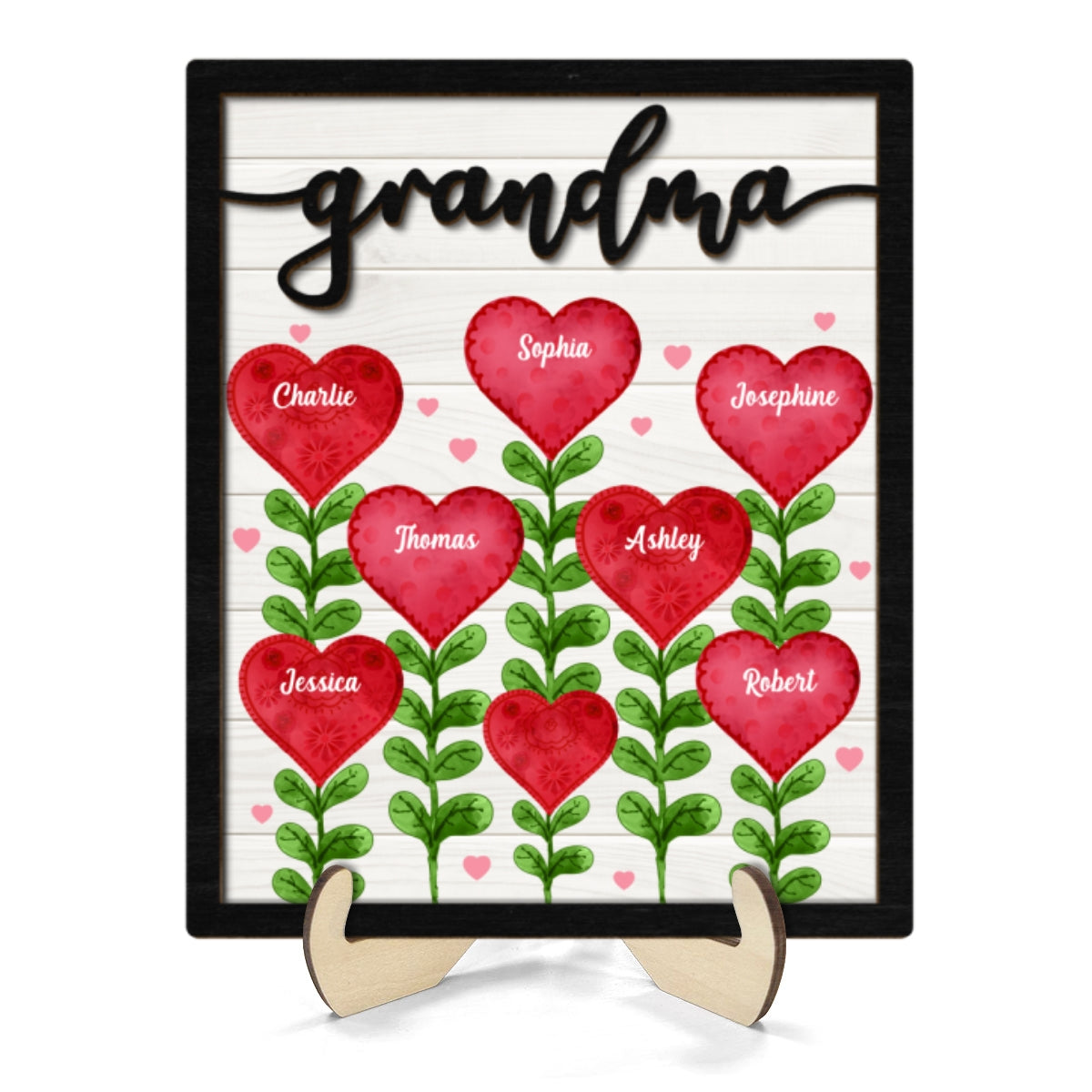 Grandma Mom Heart Tree Personalized 2-layer Wooden Plaque