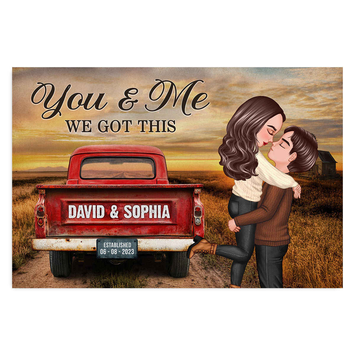 God Knew My Heart Needed You Pretty Couple Vintage Truck Farmhouse Personalized Poster