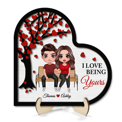 Couple Sitting On Bench Under Tree Valentine‘s Day Gift For Her Gift For Him Personalized 2-Layer Wooden Plaque