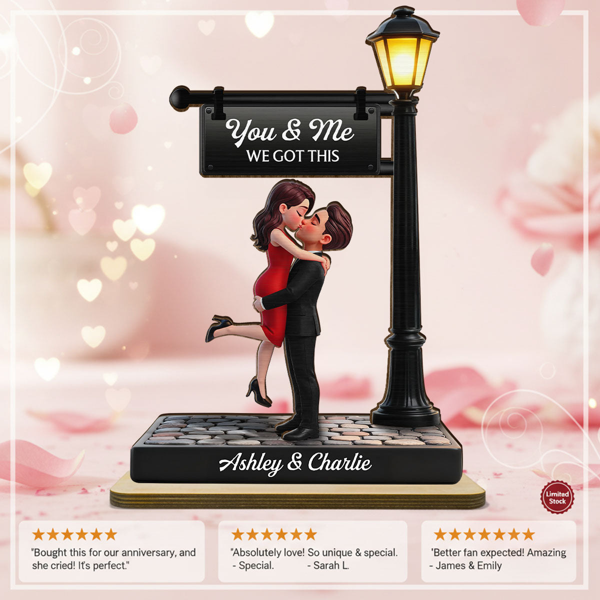 Timeless Love Under The Light - Personalized 2-Layered Wooden Plaque - Heartfelt Anniversary Gift, Wedding Gift For Couple, Custom Date Gift for Mom & Her, Unique Mother’s Day, Anniversary or Birthday Keepsake