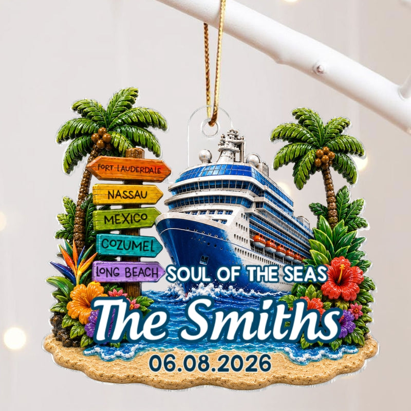Cruise Travel Adventure Custom Traveling Destination - Personalized Acrylic Ornament - Cruise Ship Keepsake, Cruise Ship Vacation Gifts