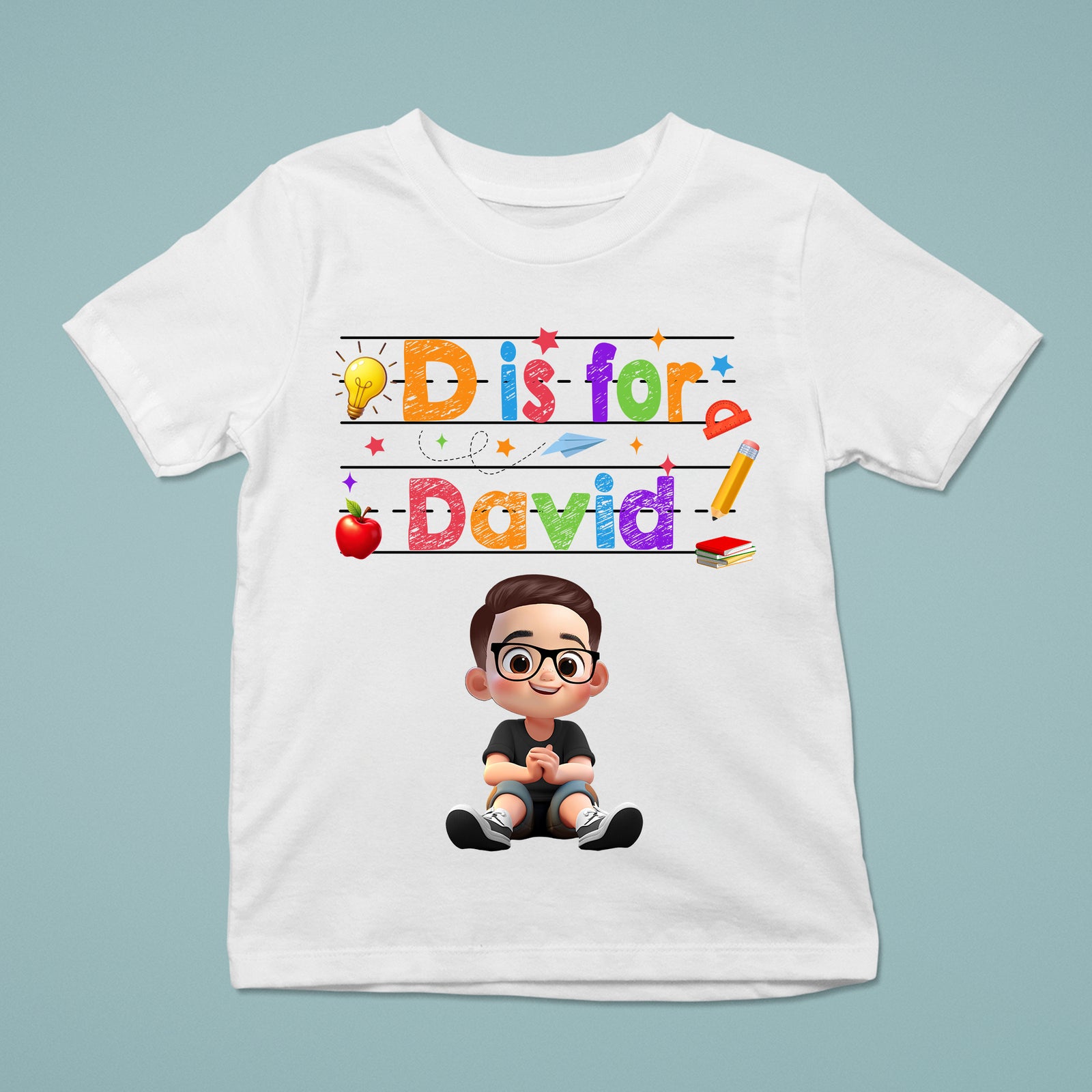 Custom Name  Back To School Kids Shirt, Personalized Alphabet Kids Shirt