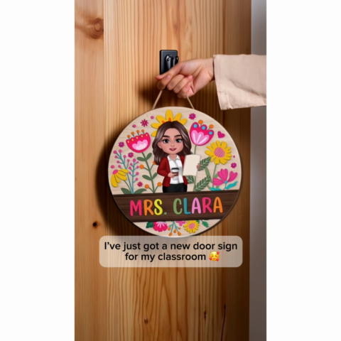 Teacher Flower Pattern Personalized Wood Sign| Back To School Gift For Teachers, Classroom Decoration